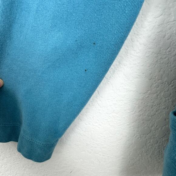 J. Jill Womens PureJill Soft Touch Cotton Top Size M Funnel Neck Cozy Comfy Blue - Picture 4 of 7